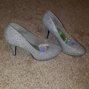 Silver Sequined Heels